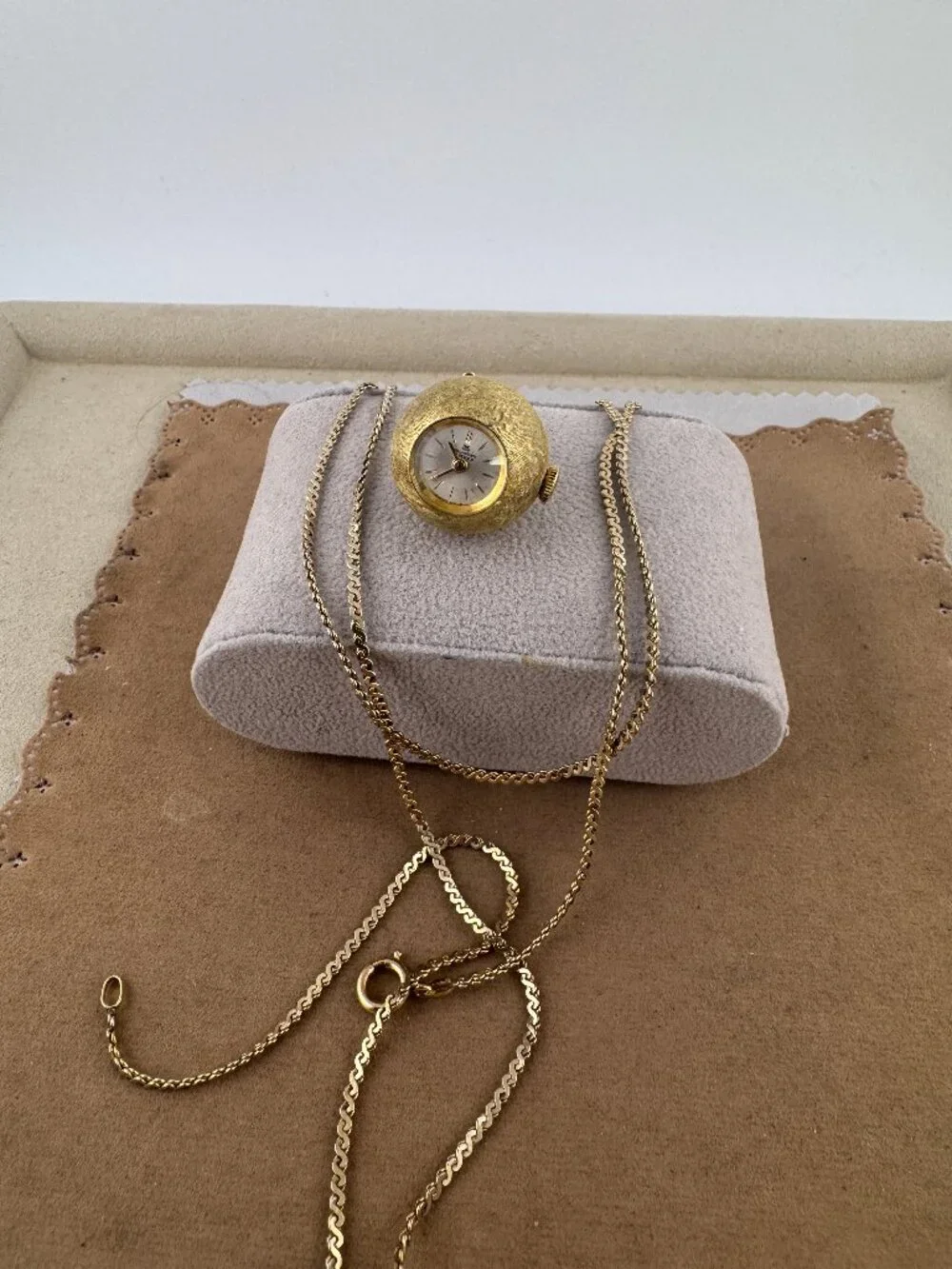 Vintage Bucherer Orb or also called Ball Watch with 30 inch necklace